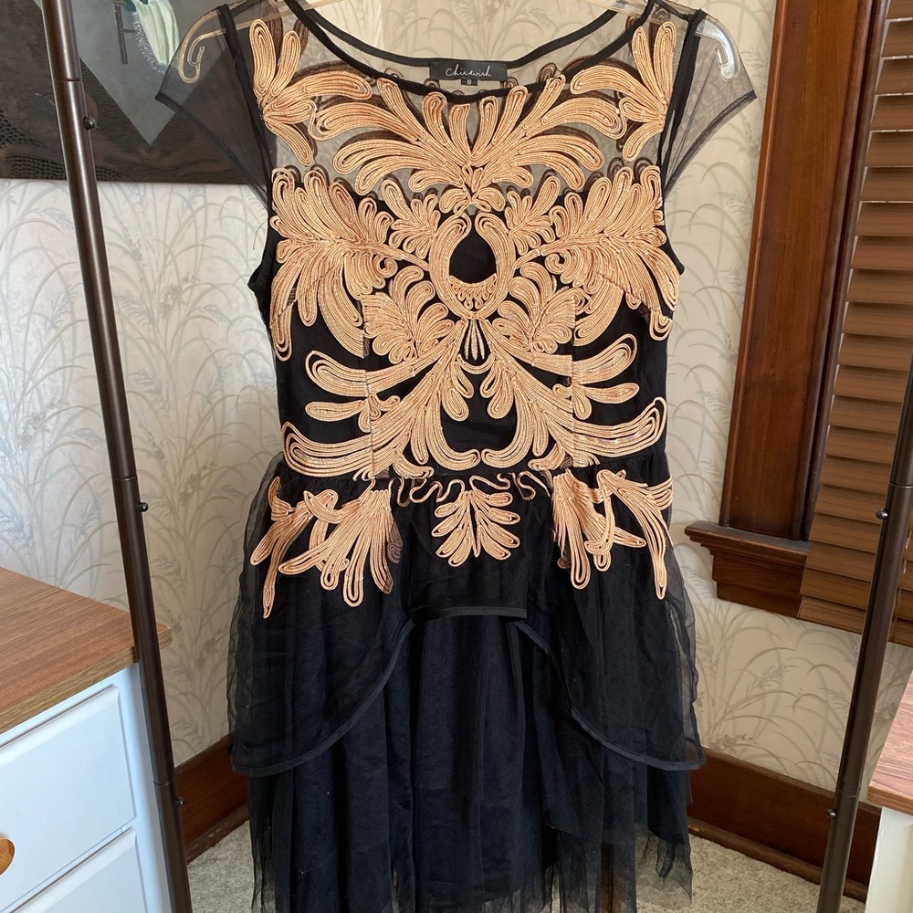Black and gold party dress